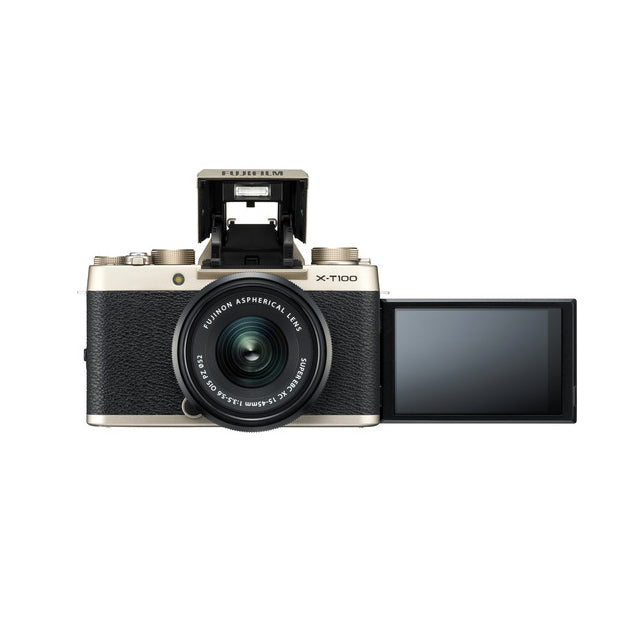 Fujifilm X-T100 Mirrorless Kit w/ XC 15-45mm f/3.5-5.6 lens - Gold