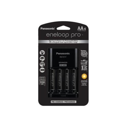 Panasonic Charger with 4 Pro Eneloop AA Size Batteries - Open Box