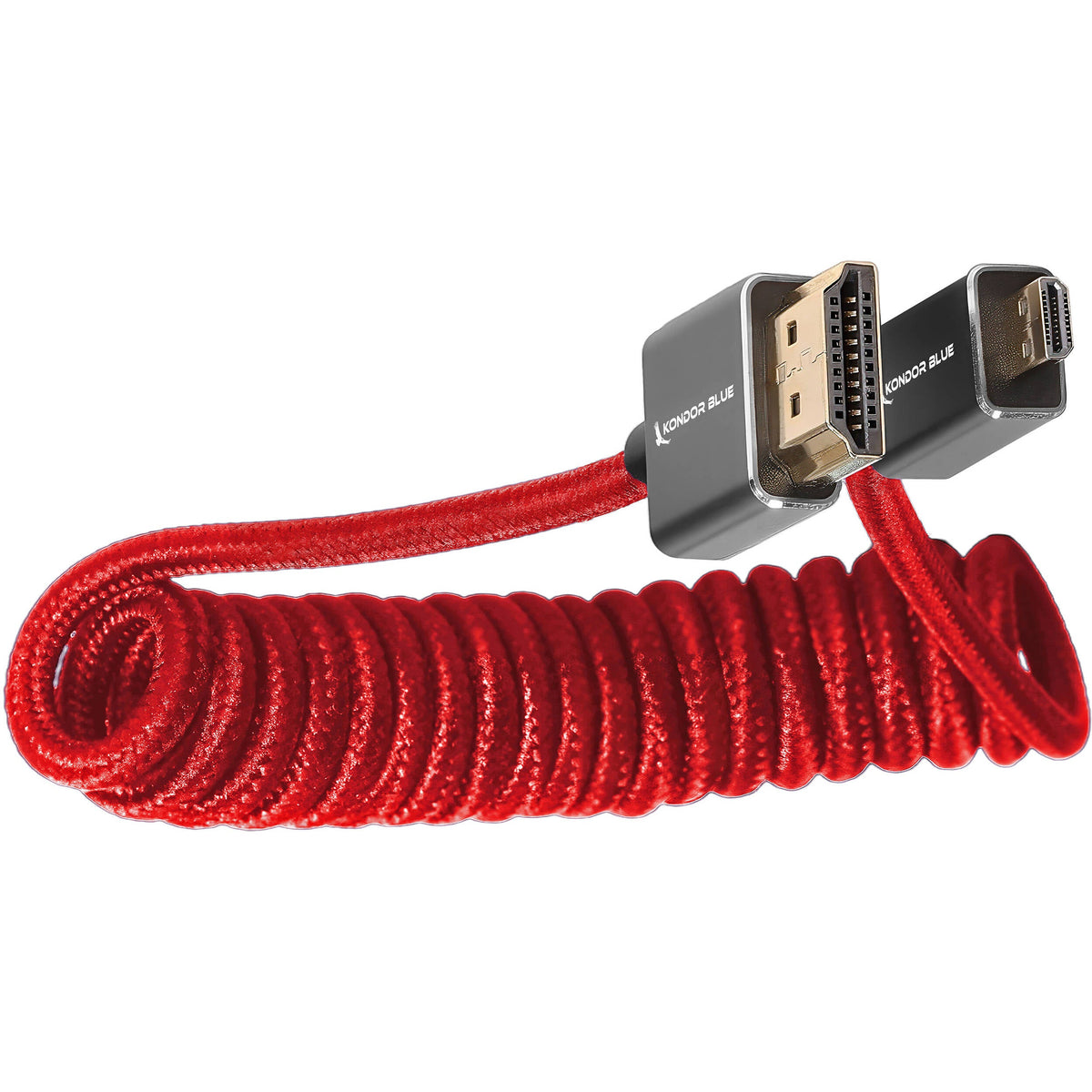Kondor Blue Coiled Micro HDMI vers Full HDMI (12-24") (Rouge Cardinal)