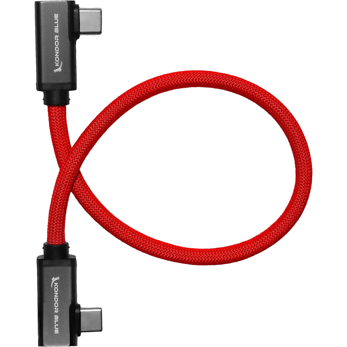 Kondor Blue Câble tressé USB-C double angle droit 30,5 cm pour données 8K et alimentation (rouge cardinal)