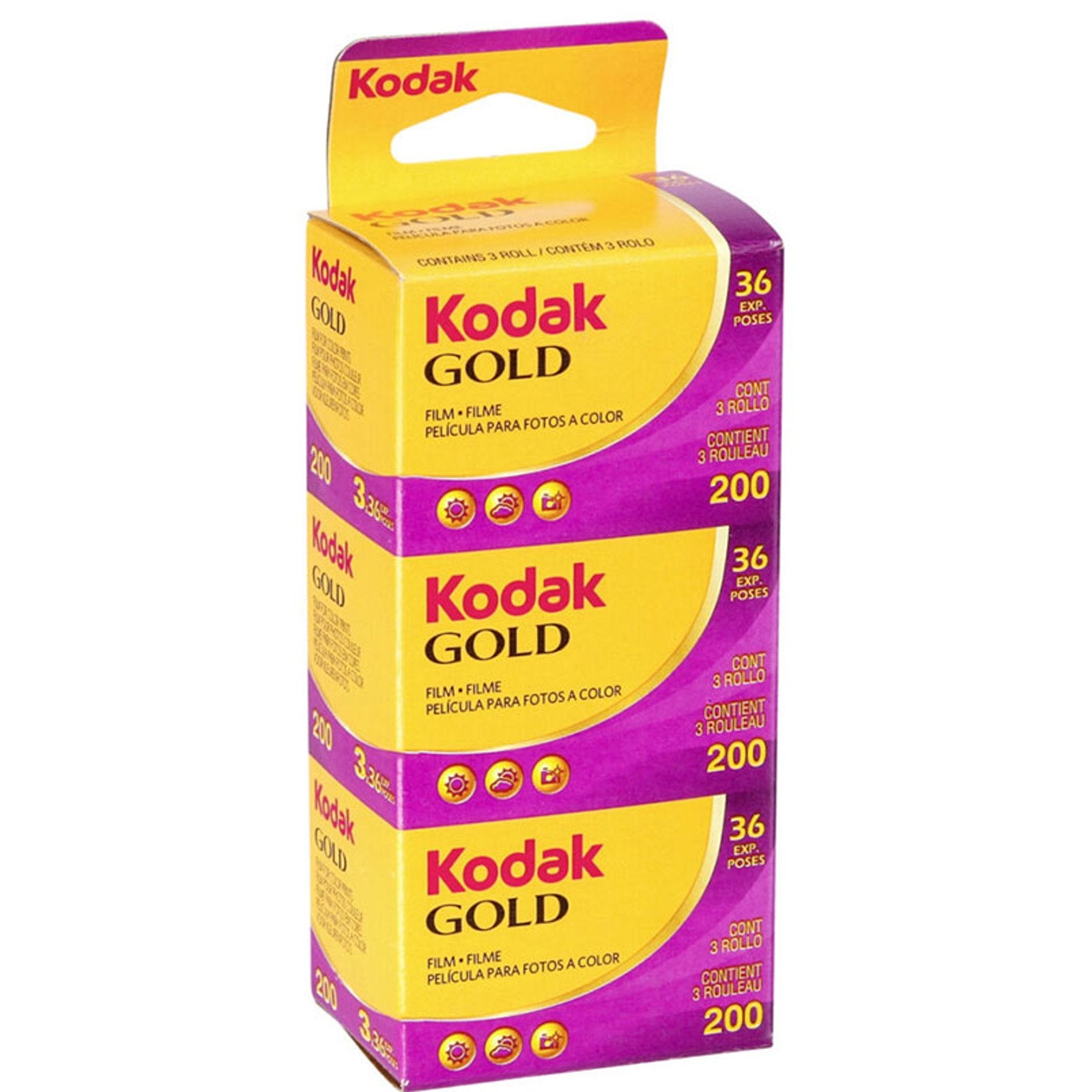 Kodak Gold 200 Color Negative Film (35mm Roll Film, 36 Exposures) - 3 Pack