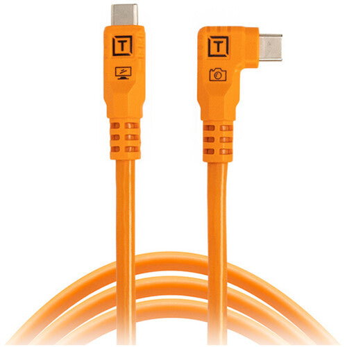 Tether Tools TetherPro Optima Câble USB-C (6', orange haute visibilité, angle droit)
