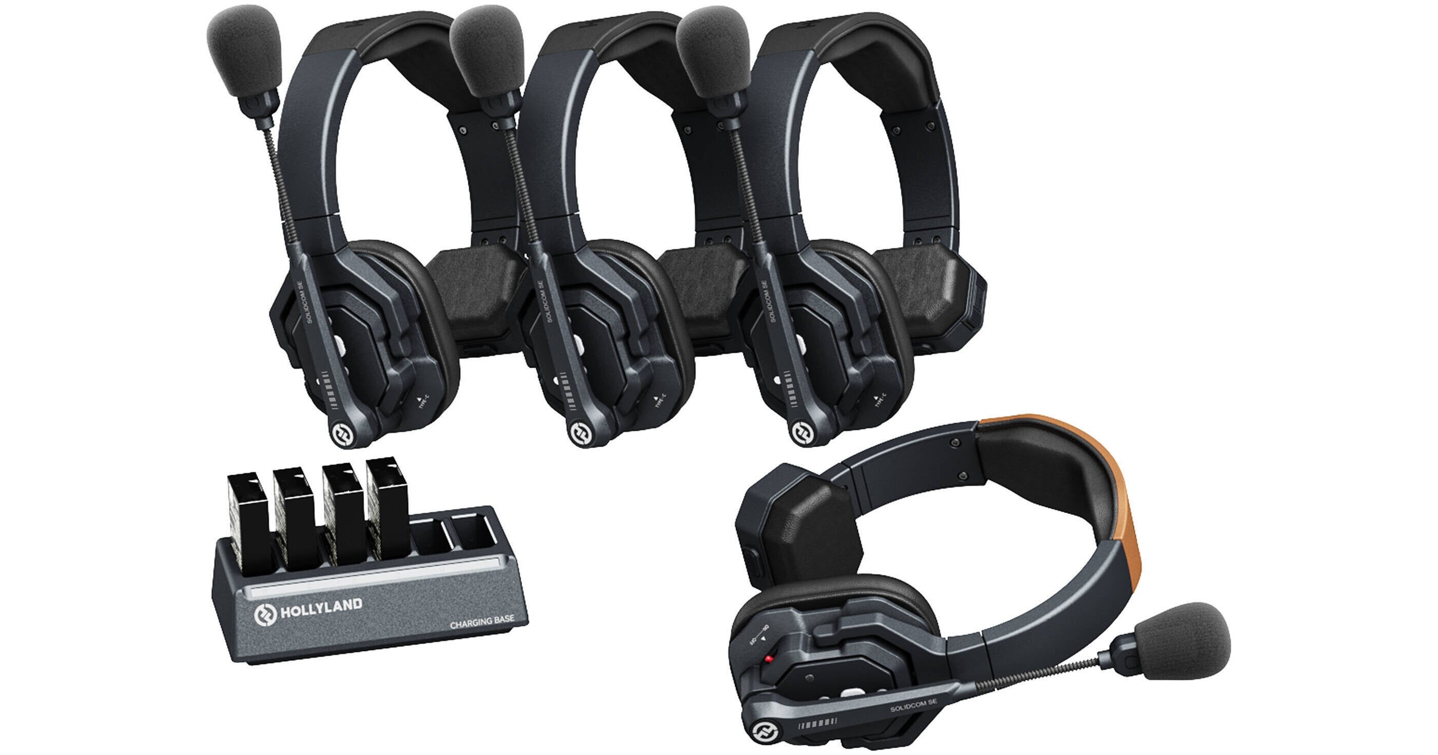 Hollyland Solidcom SE Global 4S 4-Person Full-Duplex Single-Ear Noise-Canceling Headset Intercom System (2.4 GHz)