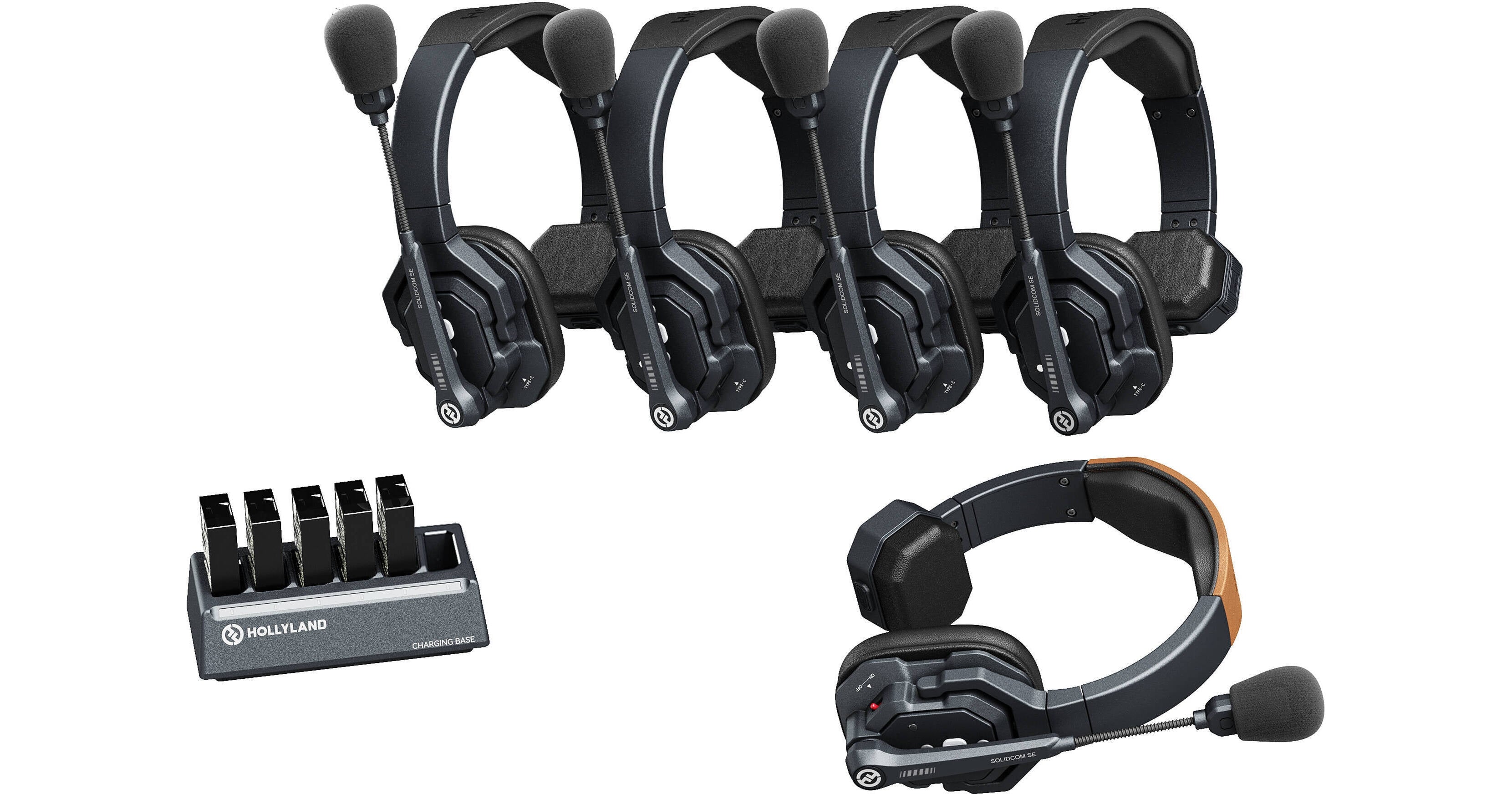 Hollyland Solidcom SE Global 5S 5-Person Full-Duplex Single-Ear Noise-Canceling Headset Intercom System (2.4 GHz)