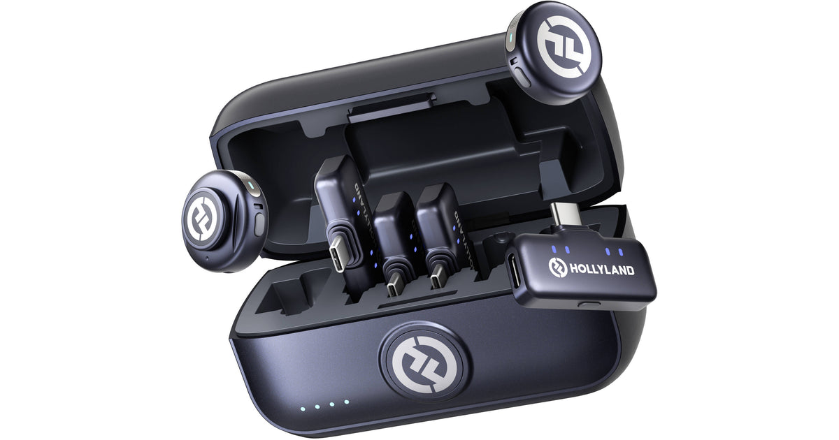 Hollyland LARK M3 Combo 2TX&4RX Wireless Microphone System with 2 Clip-On Mic/Transmitters & 4 USB Receivers (2.4 GHz)