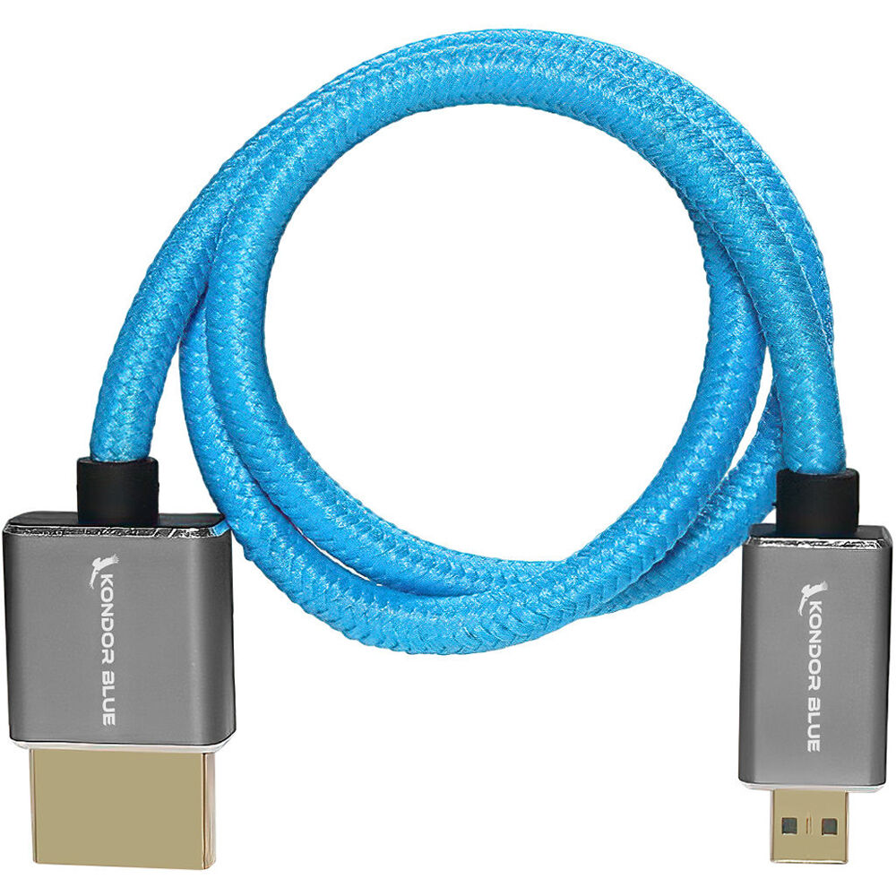 Kondor Blue Câble micro HDMI vers Full HDMI 16" droit tressé (Kondor Blue)