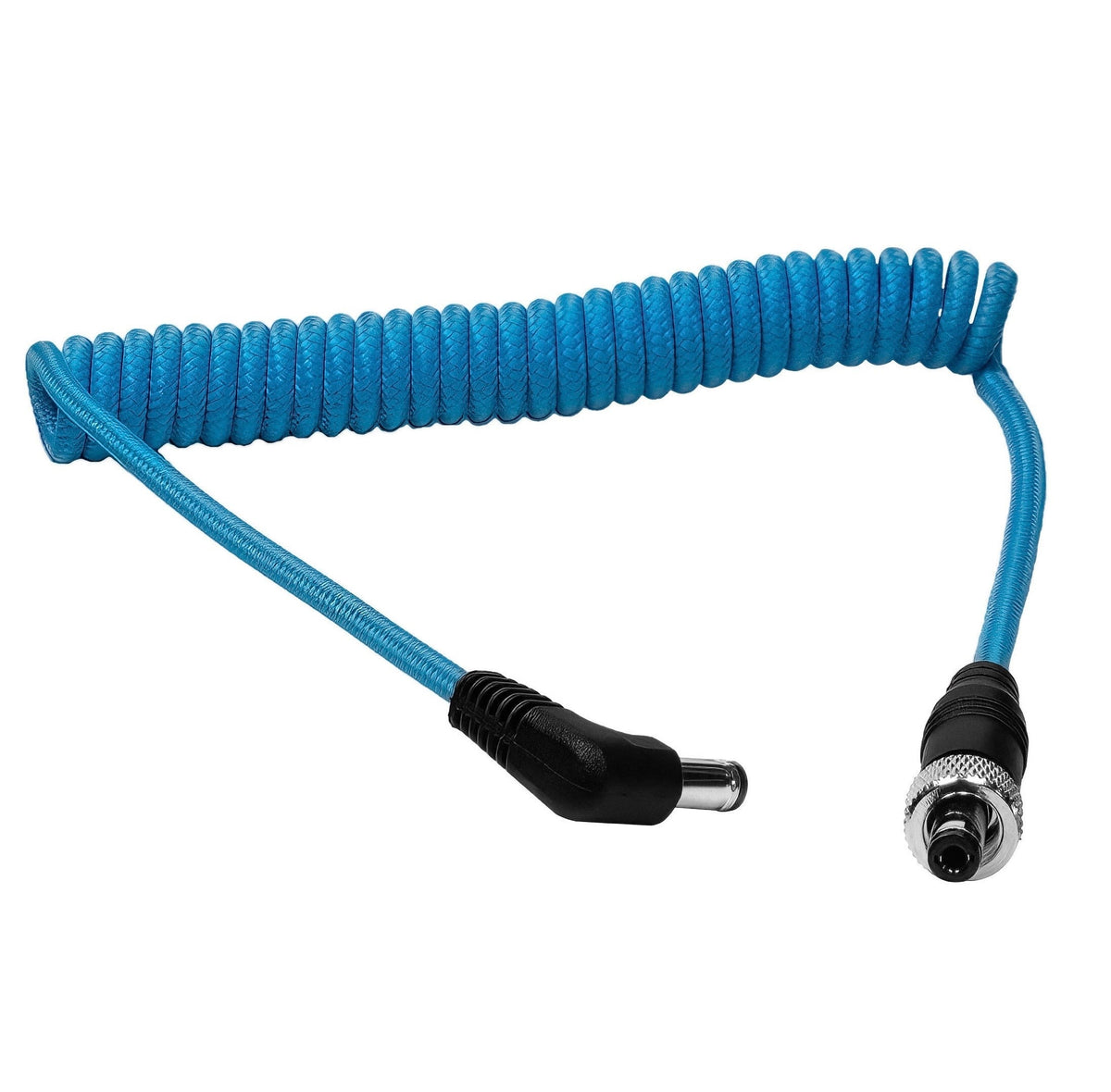 Kondor Blue Locking DC 2,1 mm vers câble enroulé DC mâle vers mâle à angle droit