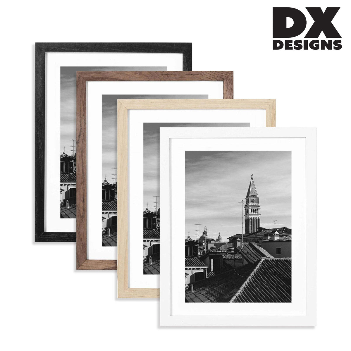 DX design MDF Wooden Picture Frame (8x10, Black)