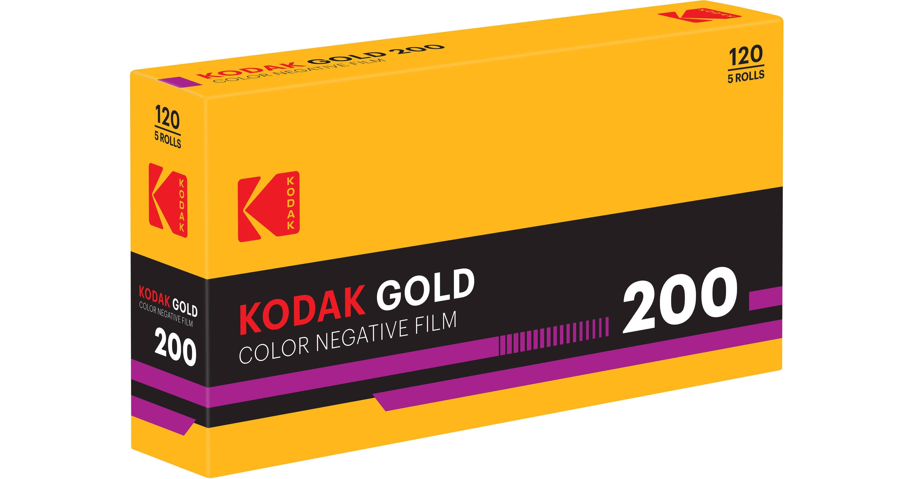Kodak Eastman Gold 200 Color Negative Film (120 Roll Film, 5-Pack)