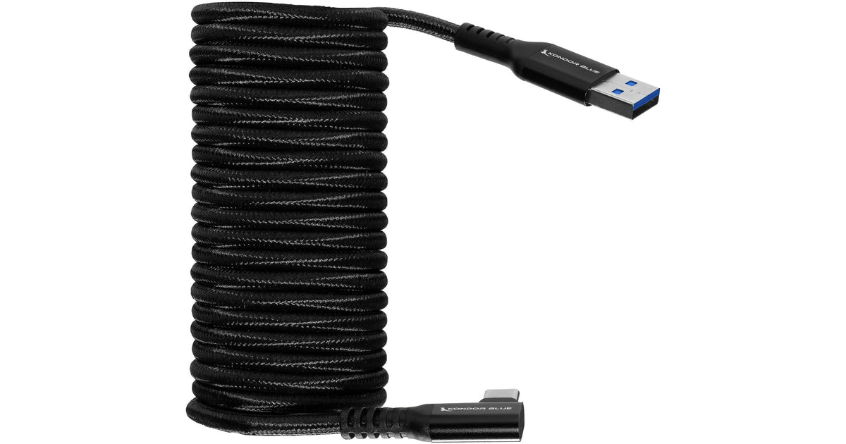 Kondor Blue USB-A to USB-C 3.0 Right Angle Cable (10', Black)