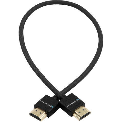 Kondor Blue HDMI to HDMI 16" Thin Braided Cable for on Camera Monitors (Raven Black)