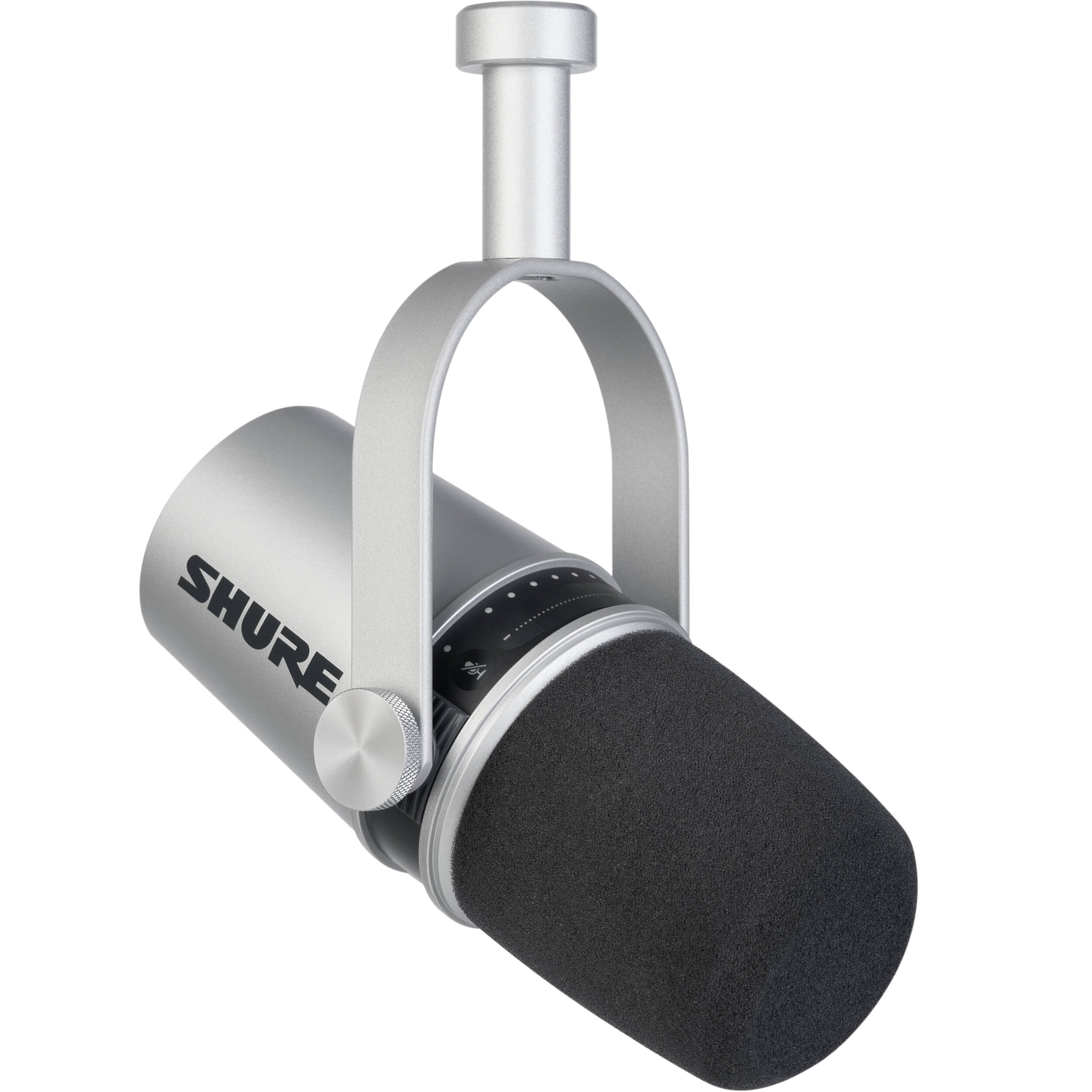 Shure Silver Podcasting Microphone w/USB-A & USB-C Cables MV7-S