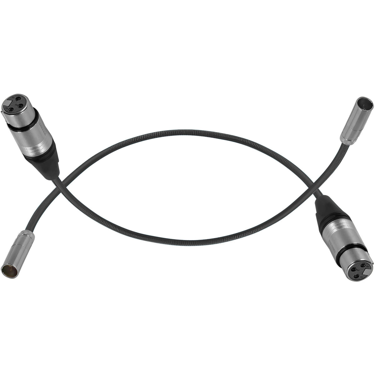 Kondor Blue Mini XLR Male to XLR Female 16" Audio Cable (2 Pack)  for BMPCC & C70 (Raven Black)