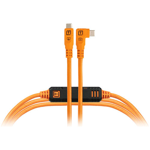 Tether Tools TetherPro Optima Câble USB-C (15', orange haute visibilité, angle droit)