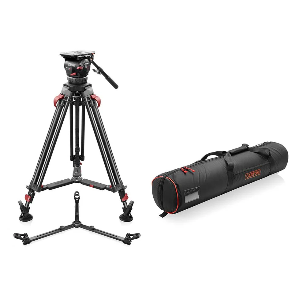SHAPE FOCUS 12 Tripod + Mid-Level Spreader + Fluid Head with Red Lock Legs