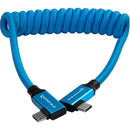 Câble tressé à angle droit USB C 3.1 Kondor Blue pour données 8K et alimentation (Kondor Blue) (enroulé) (12"-24")