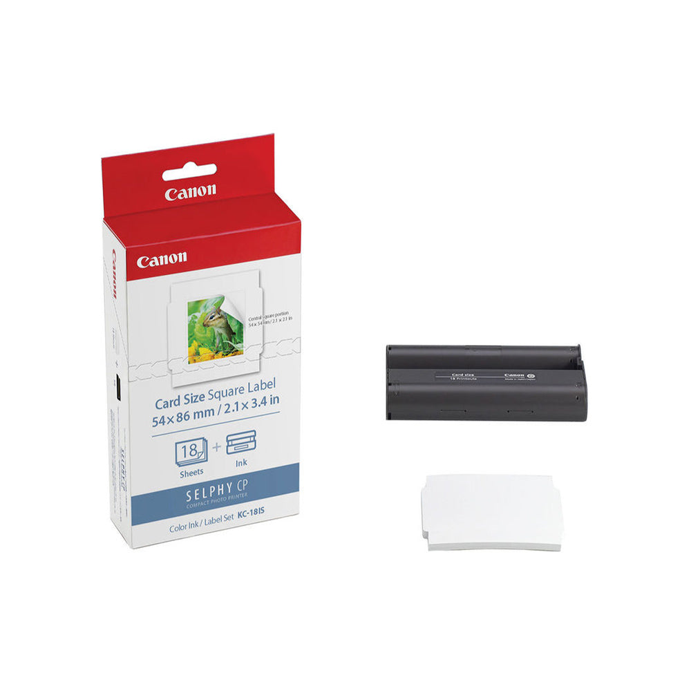 Canon KC-18IS Card Size Square Label Ink and Paper Pack (2.1 x 3.4", 18 Sheets)