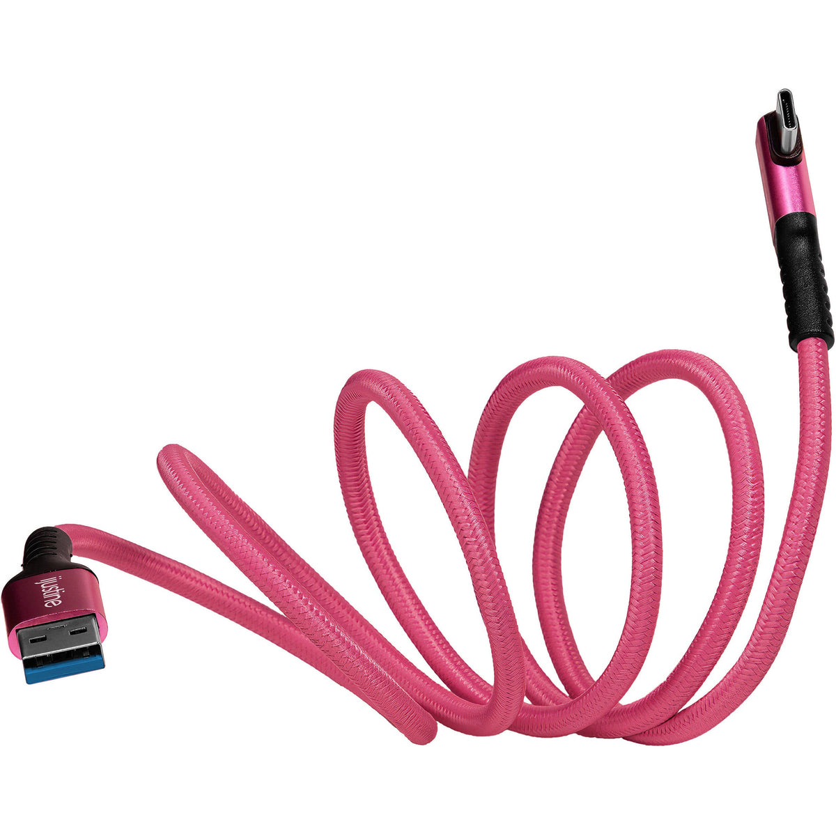 Kondor Blue iJustine Pink USB A vers USB C 3.0 Câble de données et de charge haute vitesse à angle droit 3A 60W 5 Gb/s (3 FT)