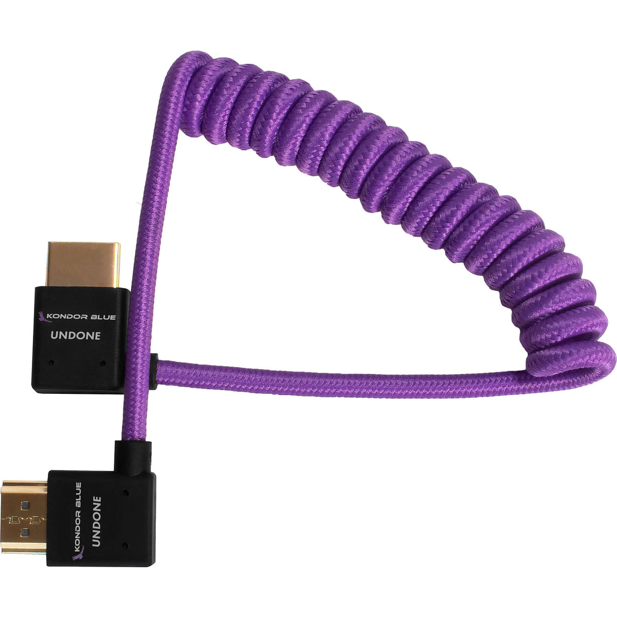 Kondor Blue GERALD UNDONE Câble HDMI complet à angle droit 12"-24" enroulé (Violet)