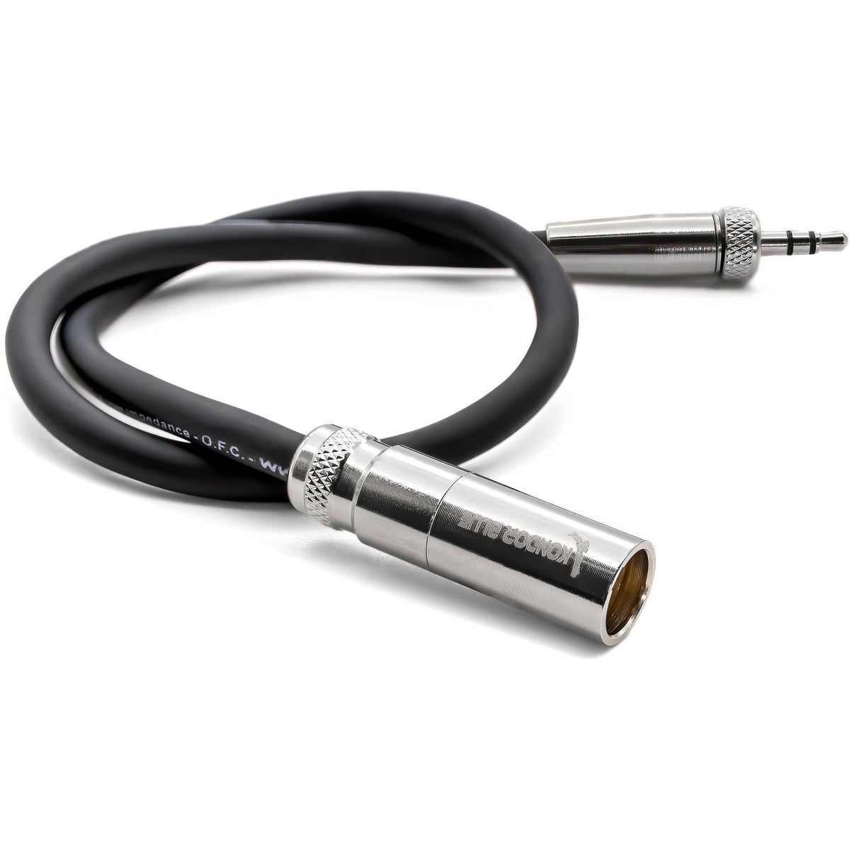 Kondor Blue 12" Mini XLR vers 3,5 mm TRS Bouchon à vis de verrouillage pour Lavalier/Revers (Raven Noir)