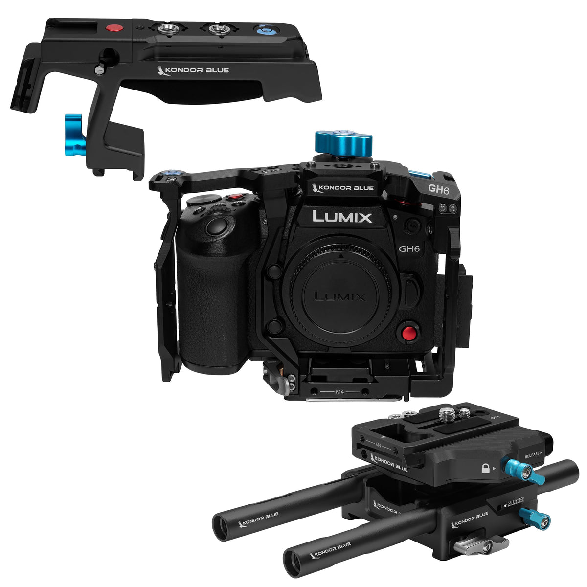 Kondor Blue Panasonic LUMIX GH7/GH6 Cage Base Rig MKII (Corbeau Noir)