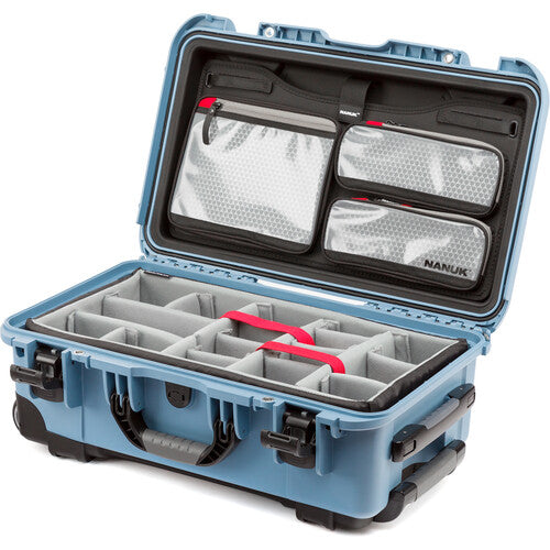 Nanuk 935 Wheeled Hard Utility Case with Padded Divider Insert & Lid Organizer (Cyan Blue)