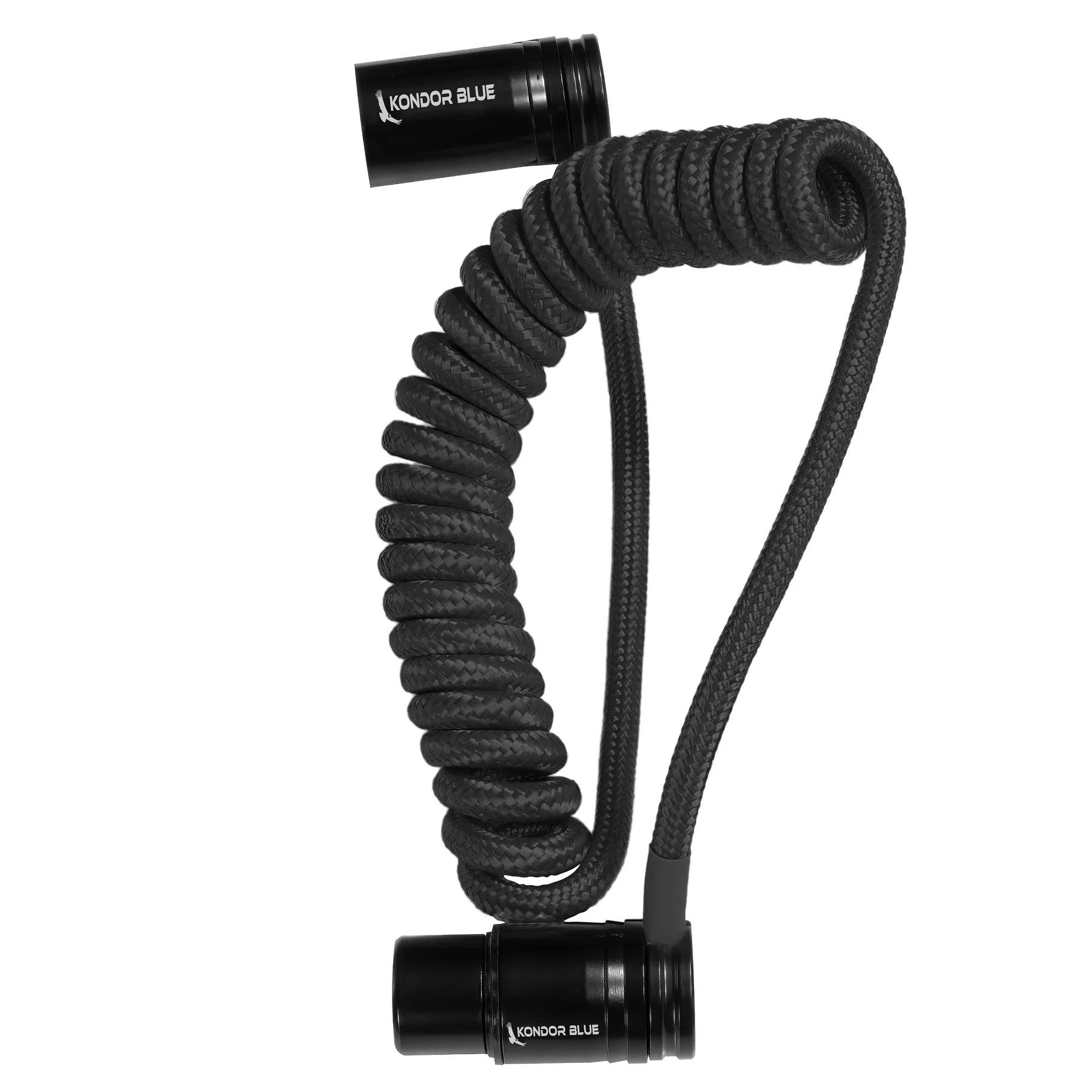Kondor Blue 12-24" Coiled Low Profile Right Angle XLR Cable (Raven Black)