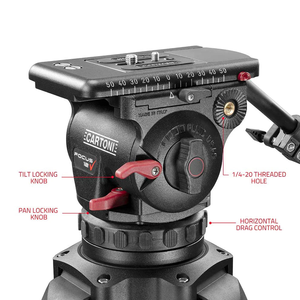 SHAPE FOCUS 12 Tripod + Mid-Level Spreader + Fluid Head with Red Lock Legs