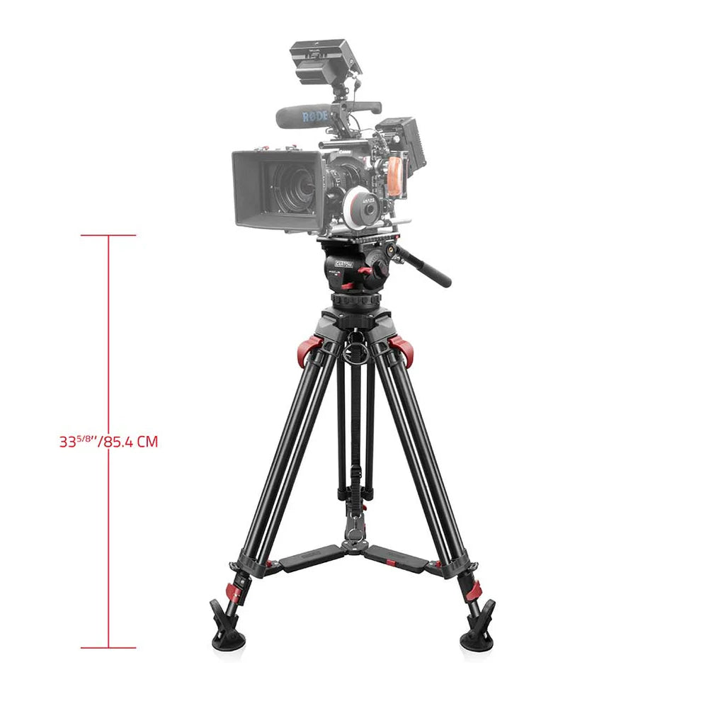 SHAPE FOCUS 12 Tripod + Mid-Level Spreader + Fluid Head with Red Lock Legs