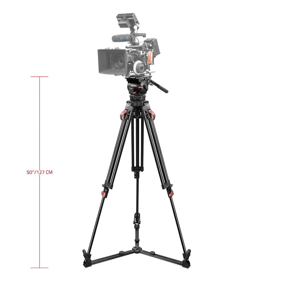SHAPE FOCUS 12 Tripod + Mid-Level Spreader + Fluid Head with Red Lock Legs