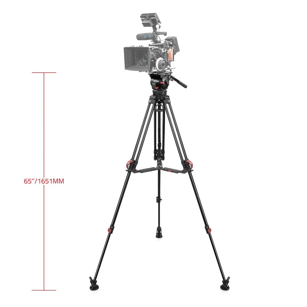 SHAPE FOCUS 12 Tripod + Mid-Level Spreader + Fluid Head with Red Lock Legs