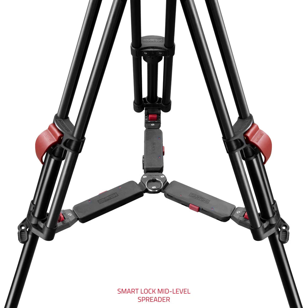 SHAPE FOCUS 12 Tripod + Mid-Level Spreader + Fluid Head with Red Lock Legs