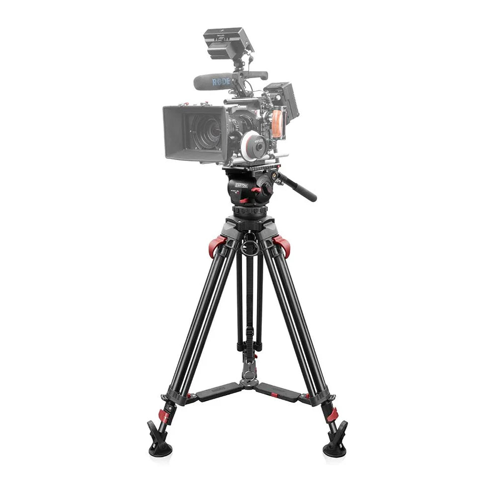 SHAPE FOCUS 12 Tripod + Mid-Level Spreader + Fluid Head with Red Lock Legs