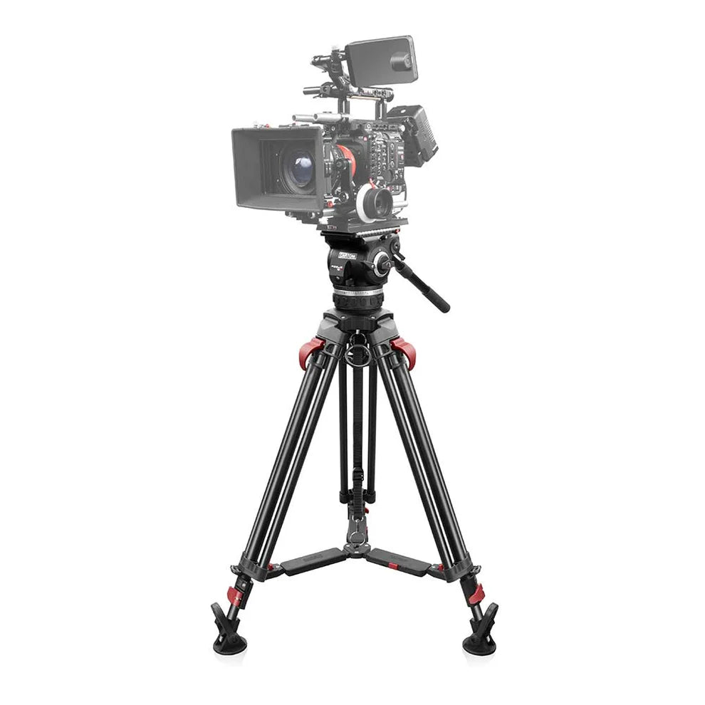 SHAPE FOCUS 18 Tripod + Mid-Level Spreader + Fluid Head with Red Lock Legs