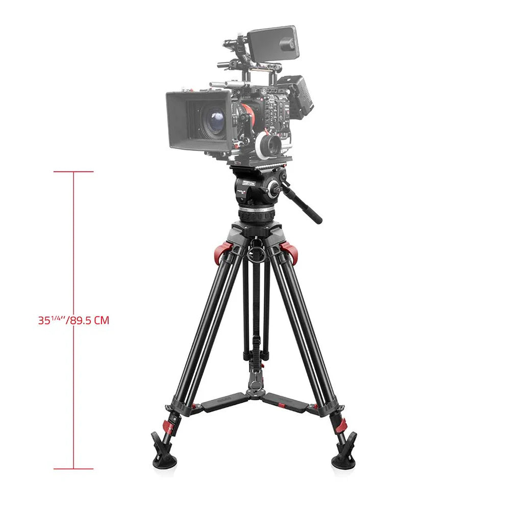 SHAPE FOCUS 18 Tripod + Mid-Level Spreader + Fluid Head with Red Lock Legs