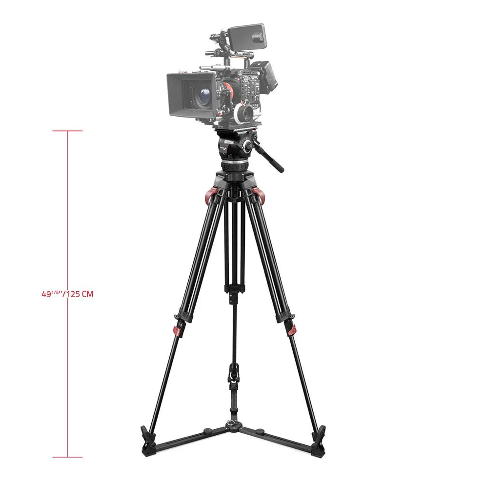 SHAPE FOCUS 18 Tripod + Mid-Level Spreader + Fluid Head with Red Lock Legs