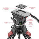 SHAPE FOCUS 18 Tripod + Mid-Level Spreader + Fluid Head with Red Lock Legs