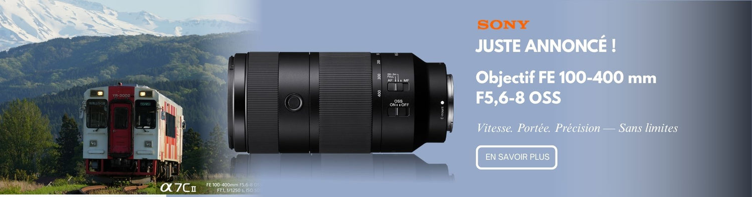 Objectif sans miroir Sony FE 100-400 mm F5,6-8 OSS, super-téléobjectif offrant une portée de 400 mm