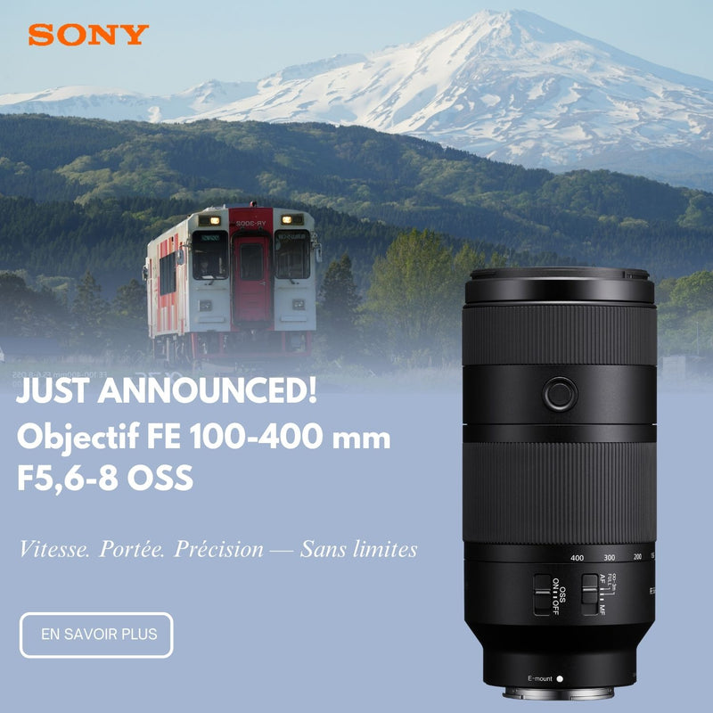 Objectif sans miroir Sony FE 100-400 mm F5,6-8 OSS, super-téléobjectif offrant une portée de 400 mm