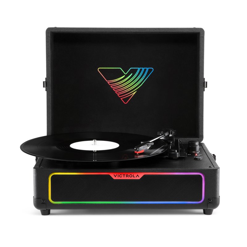 Victrola Journey Glow Illuminated Suitcase Record Player (Black)
