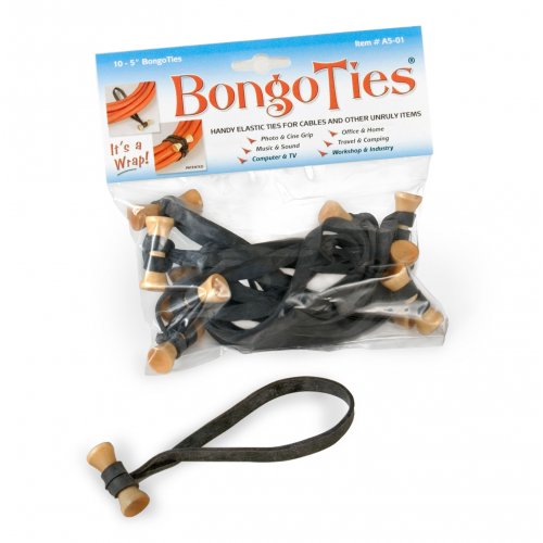 BongoTies 5" Elastic Cable Ties (10-Pack, Black)