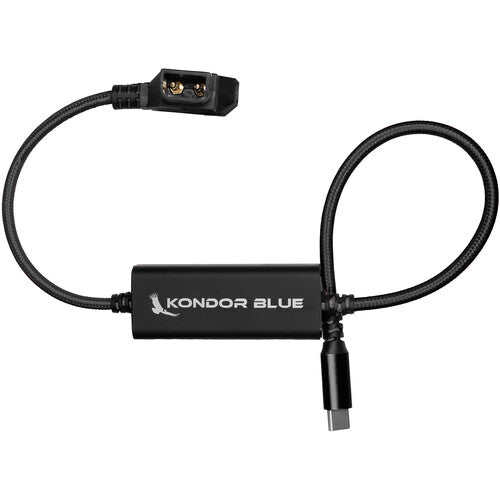 Kondor Blue 16" D-Tap vers câble d'alimentation USB C pour appareils photo et ordinateurs portables sans miroir (Raven Noir)