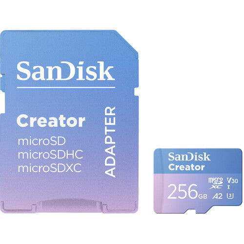 Carte mémoire microSDXC UHS-I SanDisk Creator Series 256 Go avec adaptateur SD