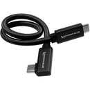 Kondor Câble USB C vers USB C bleu pour enregistrement et chargement SSD – Données 8K et alimentation (angle droit) (12") (Raven Noir)
