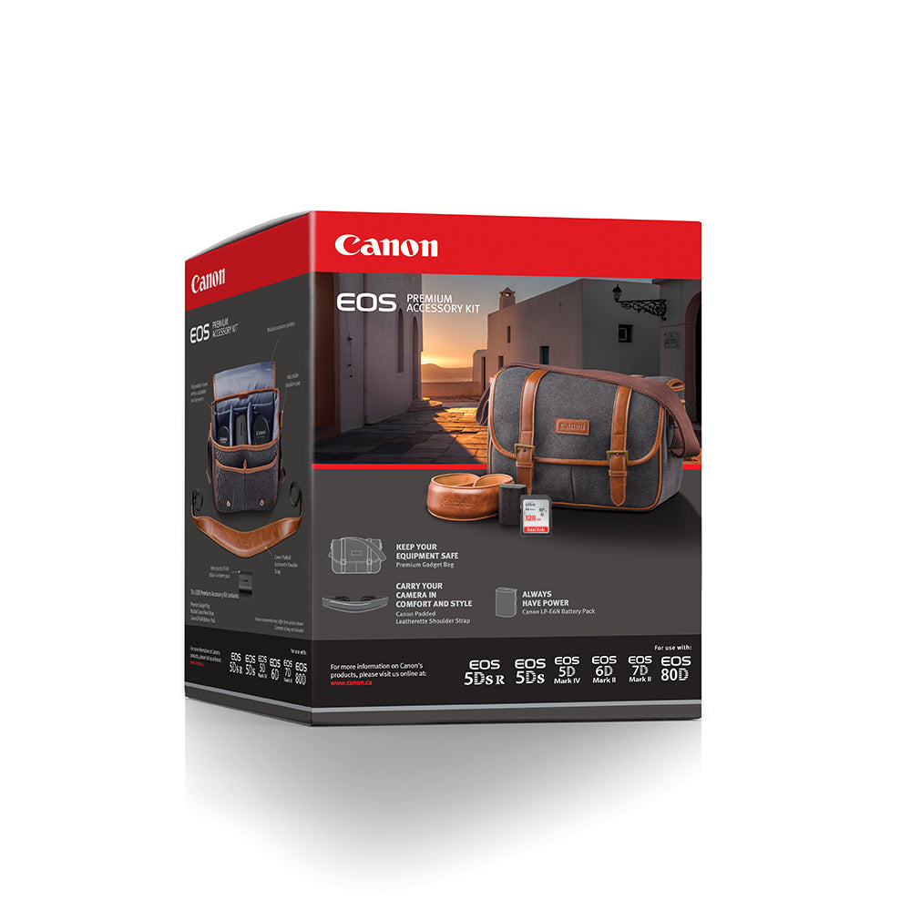 Kit des accessoires Canon EOS Premium - Comprend Bag, LP-E6N, STRAP DSLR, carte de 128 Go