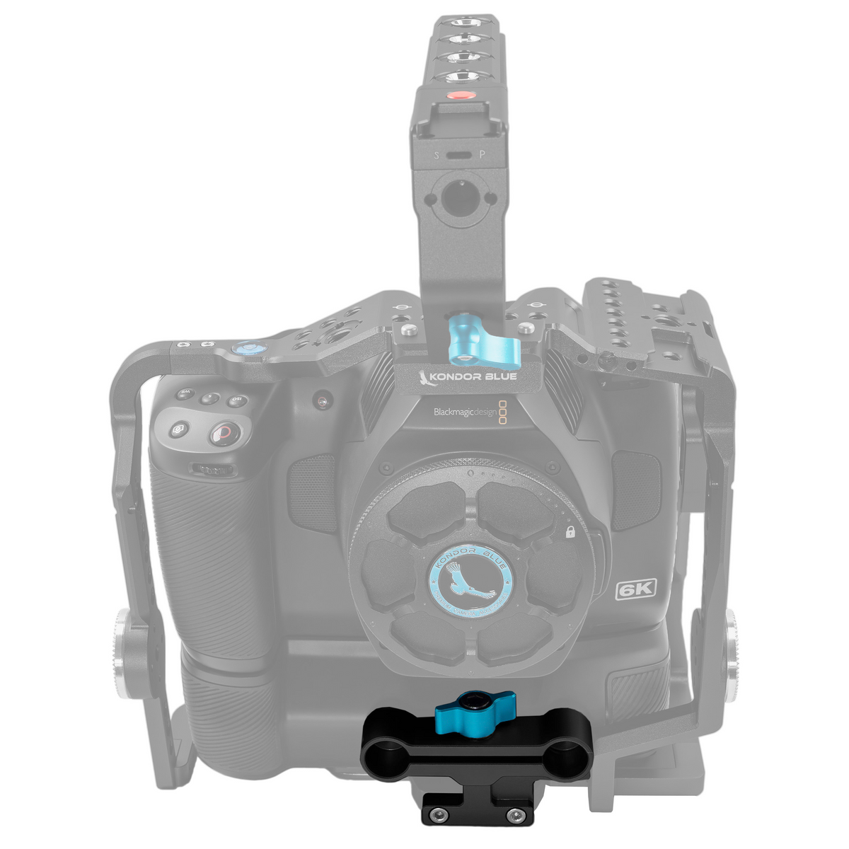 Kondor Blue 15MM Gray Rail Block Adapter for BMPCC 6K Pro Battery Grip Cage  (Raven Black)