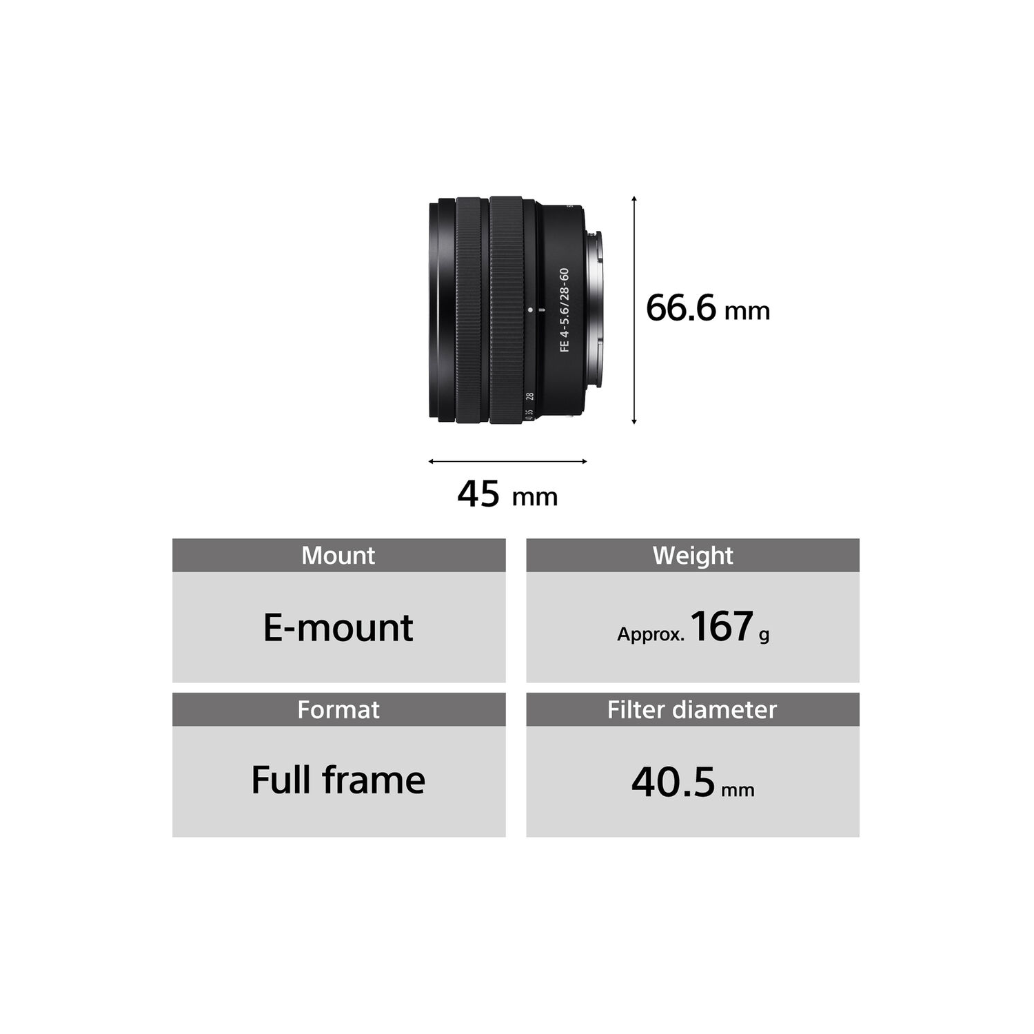 Sony FE 28-60mm F4-5.6 Full-frame Compact Zoom Lens SEL2860