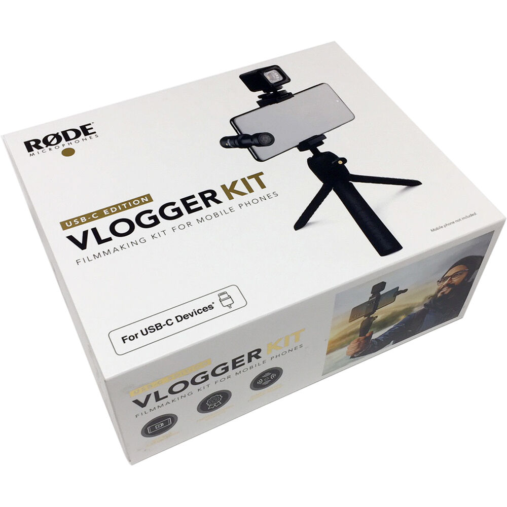 Rode Vlogger Kit - VideoMic Me-L, Tripod 2, Smart Grip, MicroLED Light & Accessories - for USB-C Devices