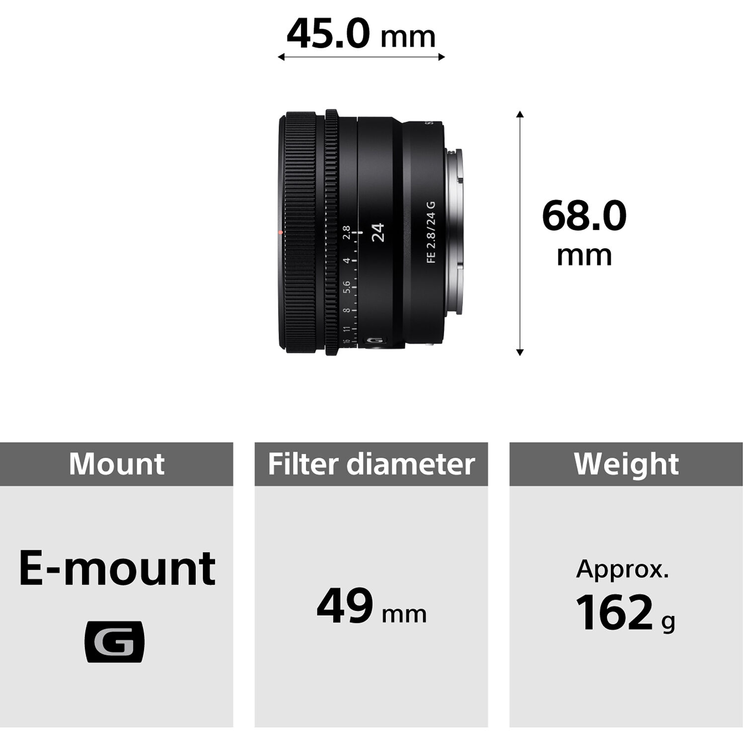 SONY SEL24F28G FE 24 mm f / 2,8 g Lens