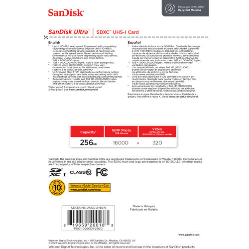SANDisk 256 Go Ultra UHS-I SDXC Memory Carte